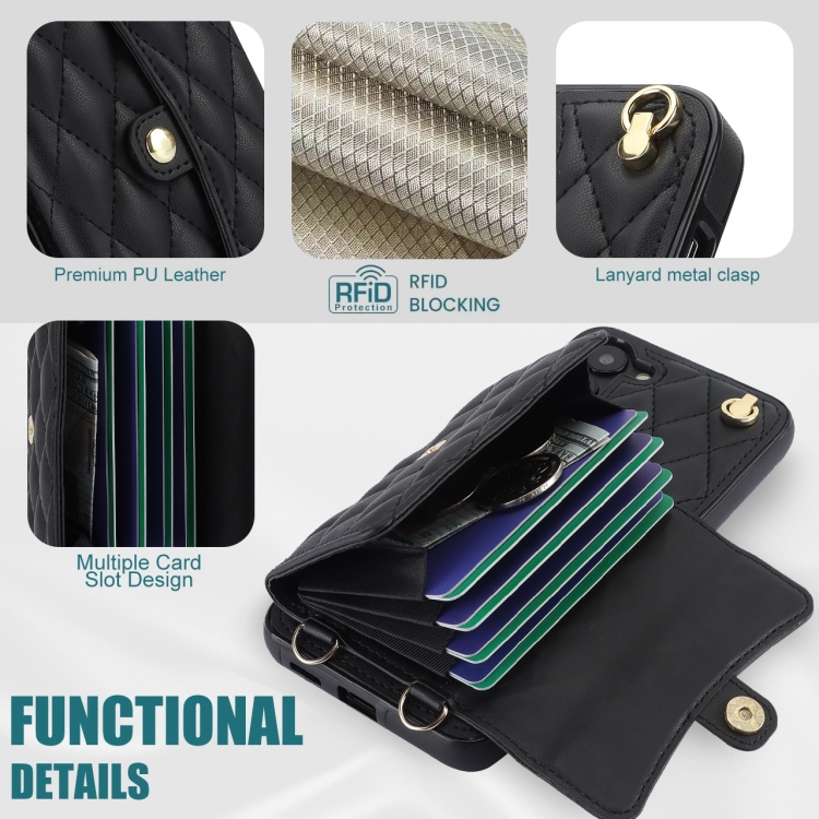 For Samsung Galaxy S23+ 5G Crossbody Rhombic Horizontal Wallet Leather Phone Case(Black) For Samsung Galaxy S23+ 5G Crossbody Rhombic Horizontal Wallet Leather Phone Case(Black)