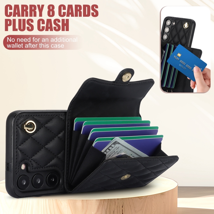For Samsung Galaxy S23+ 5G Crossbody Rhombic Horizontal Wallet Leather Phone Case(Black) For Samsung Galaxy S23+ 5G Crossbody Rhombic Horizontal Wallet Leather Phone Case(Black)