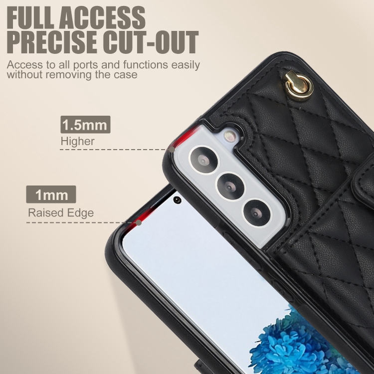 For Samsung Galaxy S22+ 5G Crossbody Rhombic Horizontal Wallet Leather Phone Case(Black) For Samsung Galaxy S22+ 5G Crossbody Rhombic Horizontal Wallet Leather Phone Case(Black)
