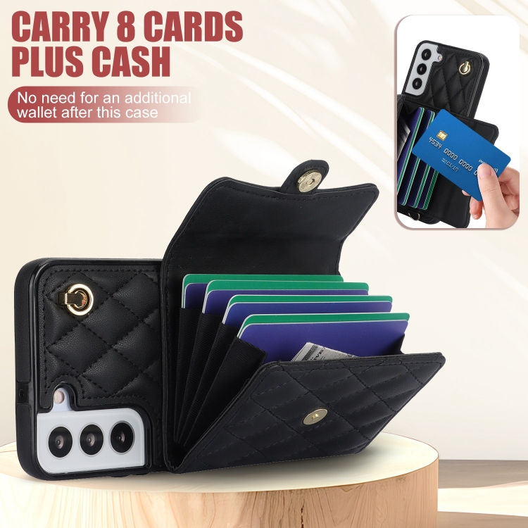 For Samsung Galaxy S22+ 5G Crossbody Rhombic Horizontal Wallet Leather Phone Case(Black) For Samsung Galaxy S22+ 5G Crossbody Rhombic Horizontal Wallet Leather Phone Case(Black)