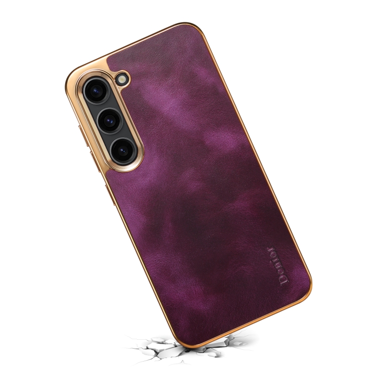 For Samsung Galaxy S23+ 5G Denior Oil Wax Leather Electroplating Phone Case(Purple) For Samsung Galaxy S23+ 5G Denior Oil Wax Leather Electroplating Phone Case(Purple)