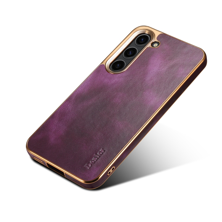 For Samsung Galaxy S23+ 5G Denior Oil Wax Leather Electroplating Phone Case(Purple) For Samsung Galaxy S23+ 5G Denior Oil Wax Leather Electroplating Phone Case(Purple)