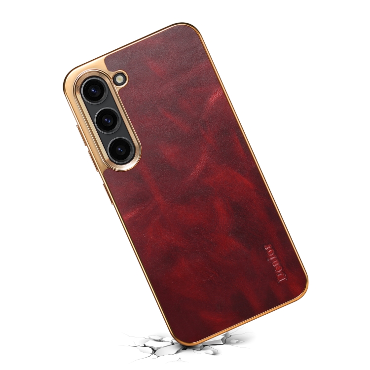 For Samsung Galaxy S23+ 5G Denior Oil Wax Leather Electroplating Phone Case(Red) For Samsung Galaxy S23+ 5G Denior Oil Wax Leather Electroplating Phone Case(Red)