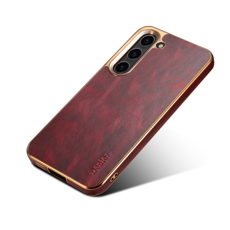 For Samsung Galaxy S23+ 5G Denior Oil Wax Leather Electroplating Phone Case(Red) For Samsung Galaxy S23+ 5G Denior Oil Wax Leather Electroplating Phone Case(Red)
