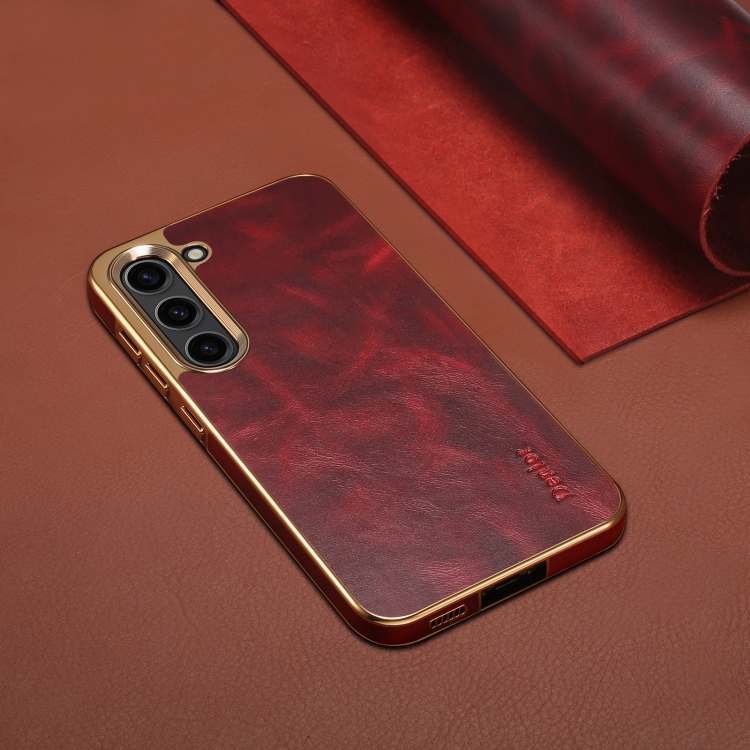 For Samsung Galaxy S23+ 5G Denior Oil Wax Leather Electroplating Phone Case(Red) For Samsung Galaxy S23+ 5G Denior Oil Wax Leather Electroplating Phone Case(Red)