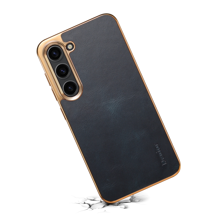 For Samsung Galaxy S23+ 5G Denior Oil Wax Leather Electroplating Phone Case(Blue) For Samsung Galaxy S23+ 5G Denior Oil Wax Leather Electroplating Phone Case(Blue)