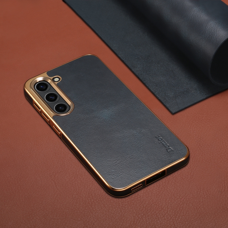 For Samsung Galaxy S23+ 5G Denior Oil Wax Leather Electroplating Phone Case(Blue) For Samsung Galaxy S23+ 5G Denior Oil Wax Leather Electroplating Phone Case(Blue)