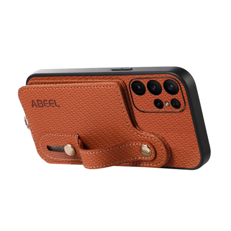 For Samsung Galaxy S23 Ultra 5G ABEEL Carbon Fiber RFID Card Holder Phone Case(Brown) For Samsung Galaxy S23 Ultra 5G ABEEL Carbon Fiber RFID Card Holder Phone Case(Brown)