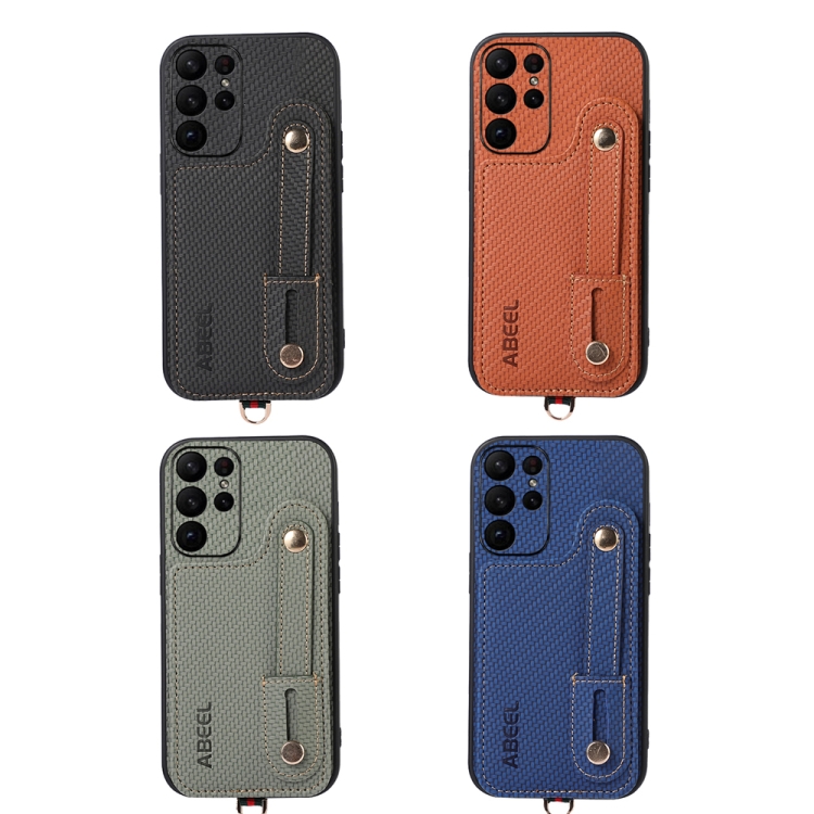 For Samsung Galaxy S23 Ultra 5G ABEEL Carbon Fiber RFID Card Holder Phone Case(Brown) For Samsung Galaxy S23 Ultra 5G ABEEL Carbon Fiber RFID Card Holder Phone Case(Brown)