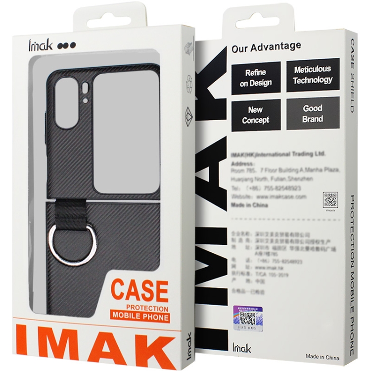 For Samsung Galaxy Z Flip5 5G imak Ruiyi Series Carbon Fiber Phone Case with Ring Holder For Samsung Galaxy Z Flip5 5G imak Ruiyi Series Carbon Fiber Phone Case with Ring Holder