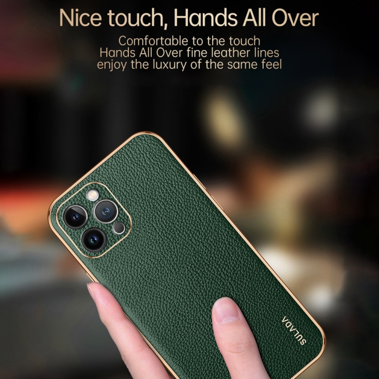 For iPhone 15 Pro Max SULADA TPU + Litchi Texture Leather Phone Case(Blue) For iPhone 15 Pro Max SULADA TPU + Litchi Texture Leather Phone Case(Blue)