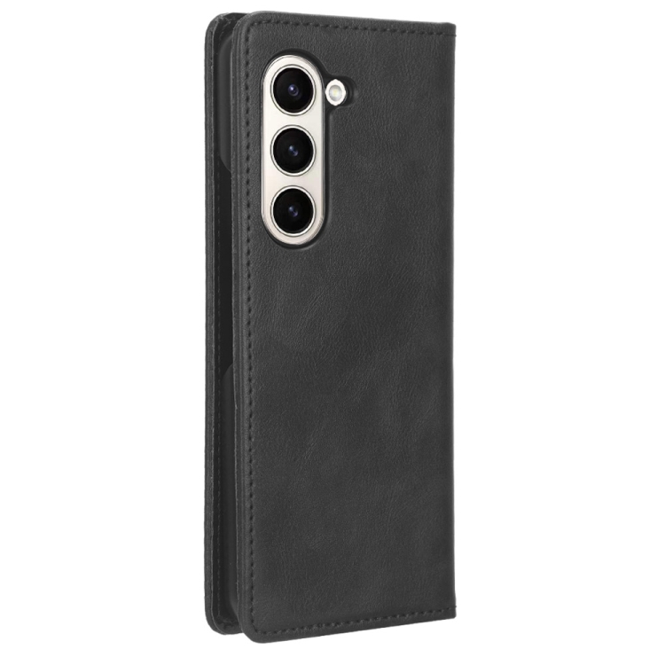 For Samsung Galaxy Z Fold5 Magnetic Buckle Retro Texture Leather Phone Case(Black) For Samsung Galaxy Z Fold5 Magnetic Buckle Retro Texture Leather Phone Case(Black)