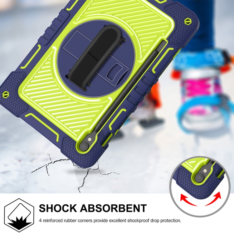 For Samsung Galaxy Tab S9 360 Degree Rotation PC Contrast Silicone Tablet Case(Navy Blue + Yellow Green) For Samsung Galaxy Tab S9 360 Degree Rotation PC Contrast Silicone Tablet Case(Navy Blue + Yellow Green)
