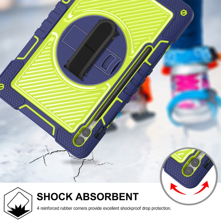 For Samsung Galaxy Tab S9+ 360 Degree Rotation PC Contrast Silicone Tablet Case(Navy Blue + Yellow Green) For Samsung Galaxy Tab S9+ 360 Degree Rotation PC Contrast Silicone Tablet Case(Navy Blue + Yellow Green)