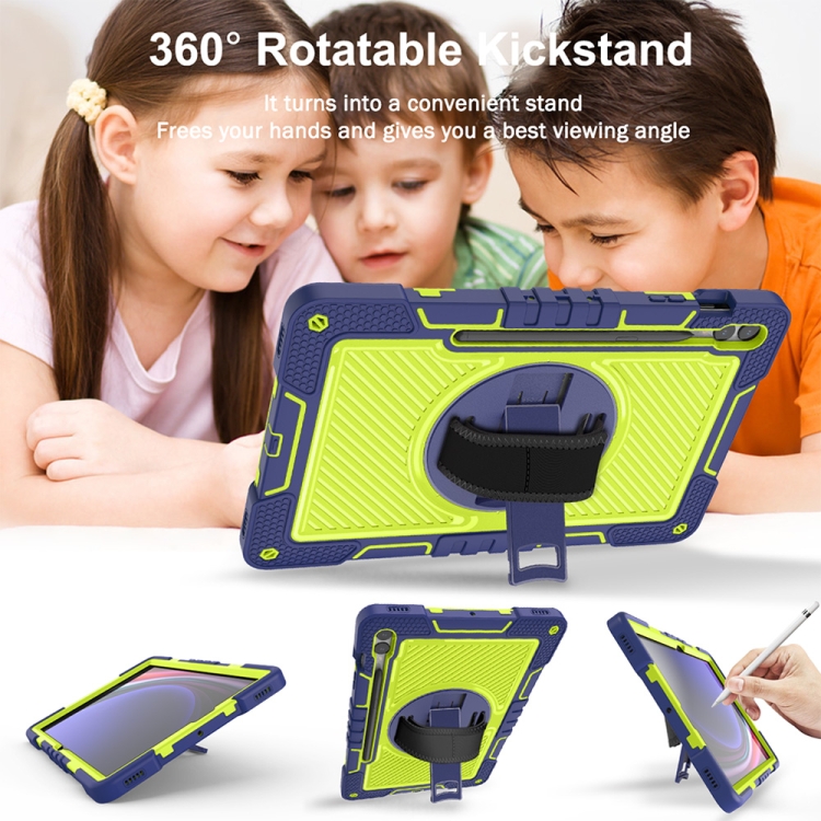 For Samsung Galaxy Tab S9+ 360 Degree Rotation PC Contrast Silicone Tablet Case(Navy Blue + Yellow Green) For Samsung Galaxy Tab S9+ 360 Degree Rotation PC Contrast Silicone Tablet Case(Navy Blue + Yellow Green)