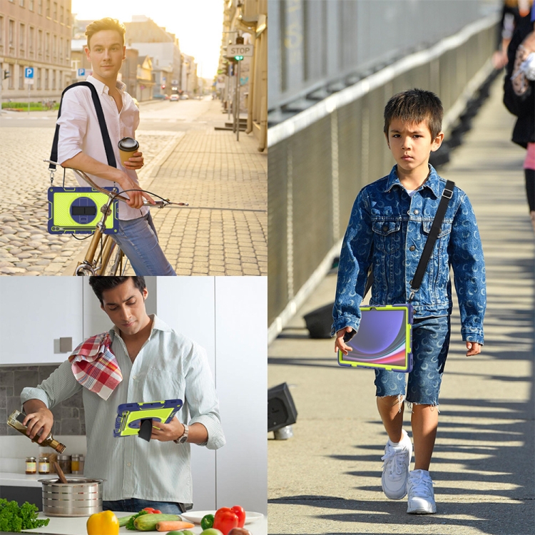 For Samsung Galaxy Tab S9+ 360 Degree Rotation PC Contrast Silicone Tablet Case(Navy Blue + Yellow Green) For Samsung Galaxy Tab S9+ 360 Degree Rotation PC Contrast Silicone Tablet Case(Navy Blue + Yellow Green)