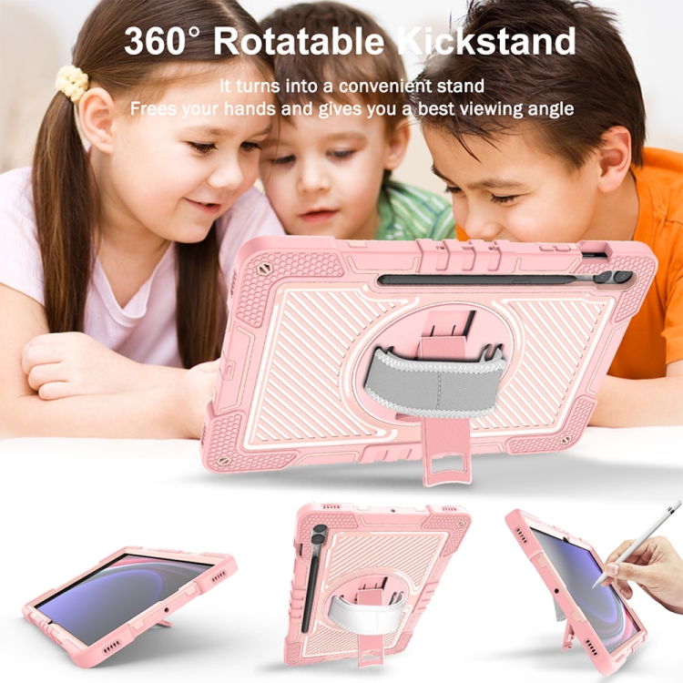 Para Samsung Galaxy Tab S9 + Funda para tableta de silicona con contraste para PC con rotación de 360 ​​grados (oro rosa) - 4