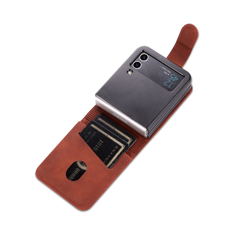 For Samsung Galaxy Z Flip3 5G AZNS Skin Feel Calf Texture Flip Leather Phone Case(Brown)