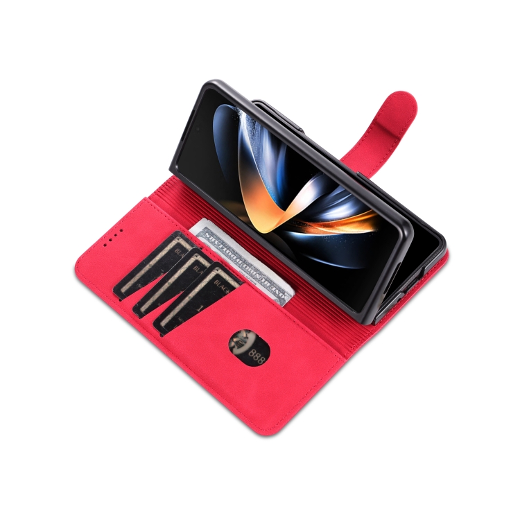 For Samsung Galaxy Z Fold3 5G AZNS Skin Feel Calf Texture Flip Leather Phone Case(Red)