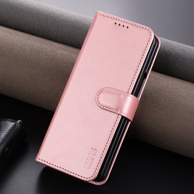 For Samsung Galaxy Z Fold6 5G AZNS Skin Feel Calf Texture Flip Leather Phone Case(Rose Gold)
