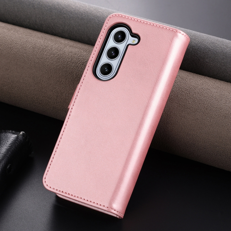 For Samsung Galaxy Z Fold6 5G AZNS Skin Feel Calf Texture Flip Leather Phone Case(Rose Gold)