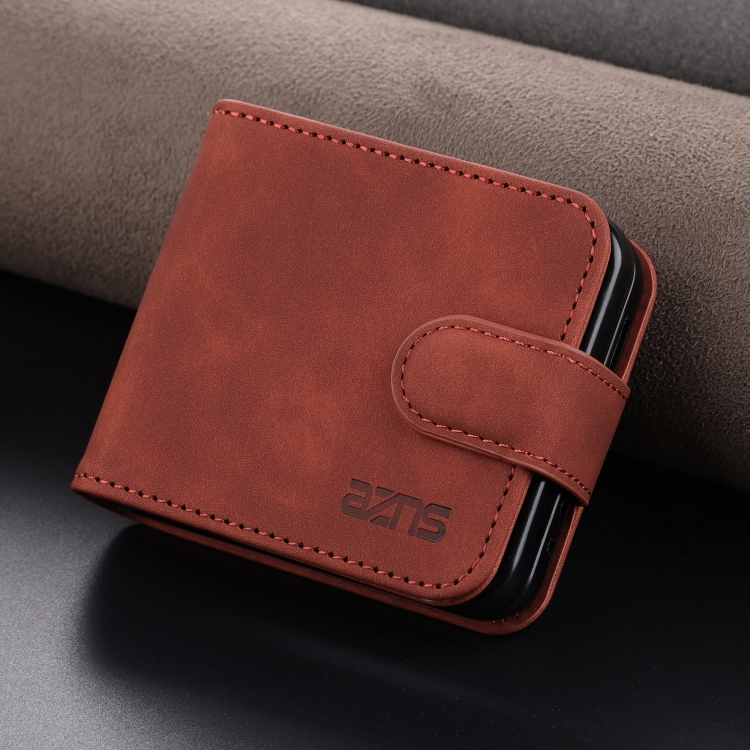 For Samsung Galaxy Z Flip6 5G AZNS Skin Feel Calf Texture Flip Leather Phone Case(Brown) For Samsung Galaxy Z Flip6 5G AZNS Skin Feel Calf Texture Flip Leather Phone Case(Brown)