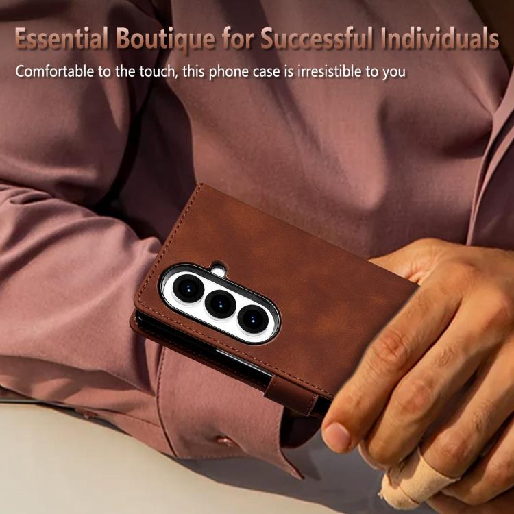 For Galaxy Z Fold8 Ultra 5G AZNS Skin Feel Calf Texture Flip Leather Phone Case(Brown)