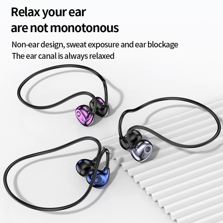 A59 Open Air Conduction Built-in Microphone Wireless Bluetooth Neckband Earphone(Purple)