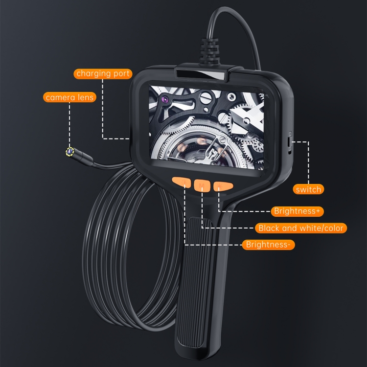 Endoscopio de tubería industrial integrado con lentes laterales P200 de 8 mm con pantalla de 4,3 pulgadas, especificación: tubo de 5 m - 2