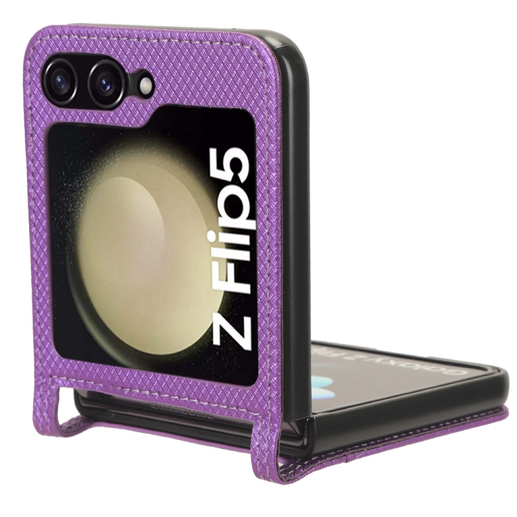 For Samsung Galaxy Z Flip5 Diamond Texture Leather Phone Case(Purple) For Samsung Galaxy Z Flip5 Diamond Texture Leather Phone Case(Purple)