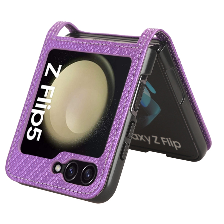 For Samsung Galaxy Z Flip5 Diamond Texture Leather Phone Case(Purple) For Samsung Galaxy Z Flip5 Diamond Texture Leather Phone Case(Purple)