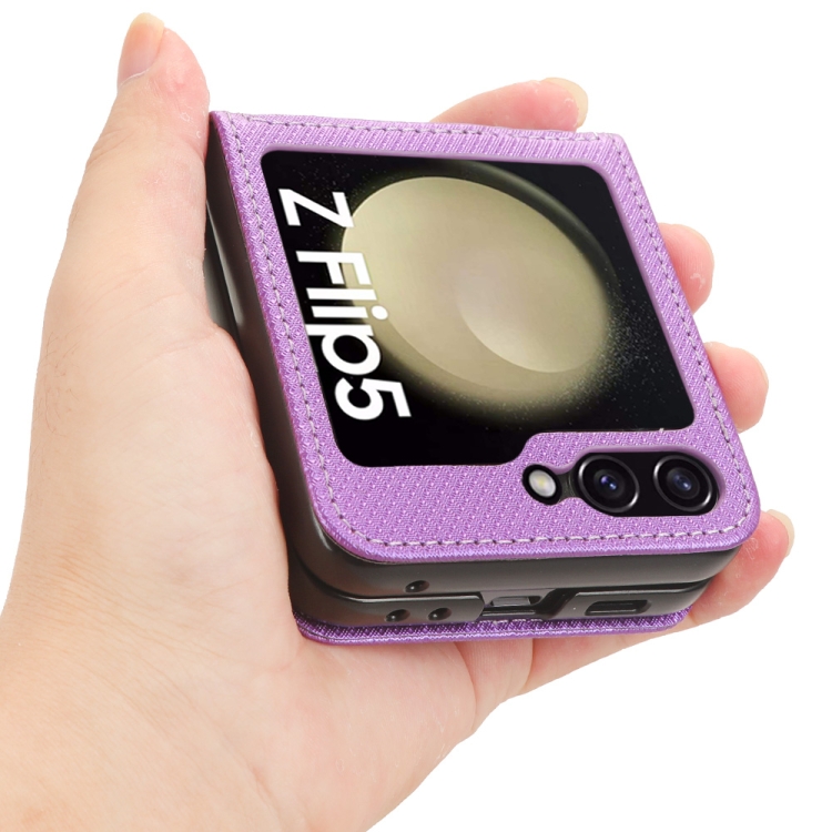 For Samsung Galaxy Z Flip5 Diamond Texture Leather Phone Case(Purple) For Samsung Galaxy Z Flip5 Diamond Texture Leather Phone Case(Purple)