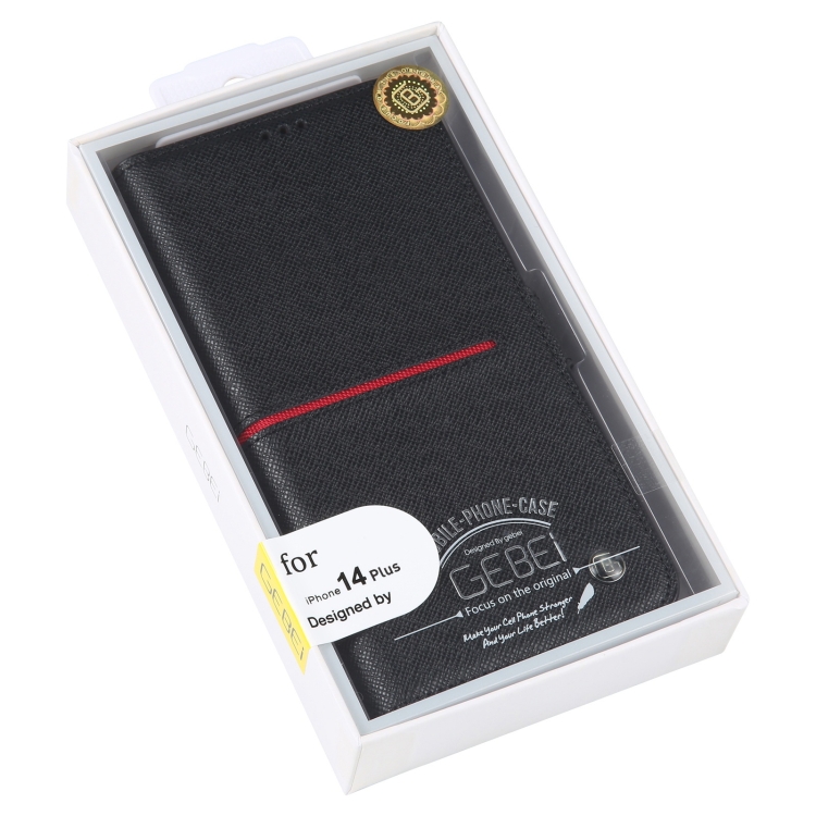 For iPhone 15 Plus GEBEI Top-grain Horizontal Flip Leather Phone Case(Black) For iPhone 15 Plus GEBEI Top-grain Horizontal Flip Leather Phone Case(Black)