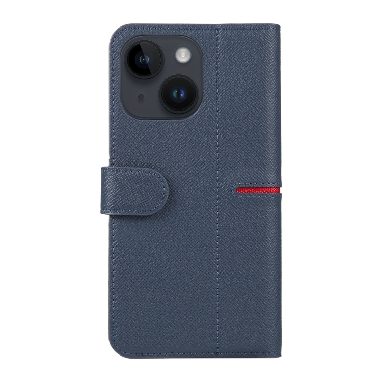 For iPhone 15 GEBEI Top-grain Horizontal Flip Leather Phone Case(Blue) For iPhone 15 GEBEI Top-grain Horizontal Flip Leather Phone Case(Blue)