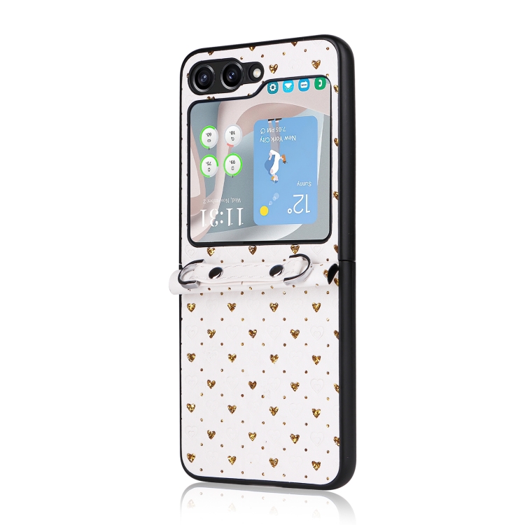 For Samsung Galaxy Z Flip5 Colorful Love Lanyard Phone Case(Gold) For Samsung Galaxy Z Flip5 Colorful Love Lanyard Phone Case(Gold)