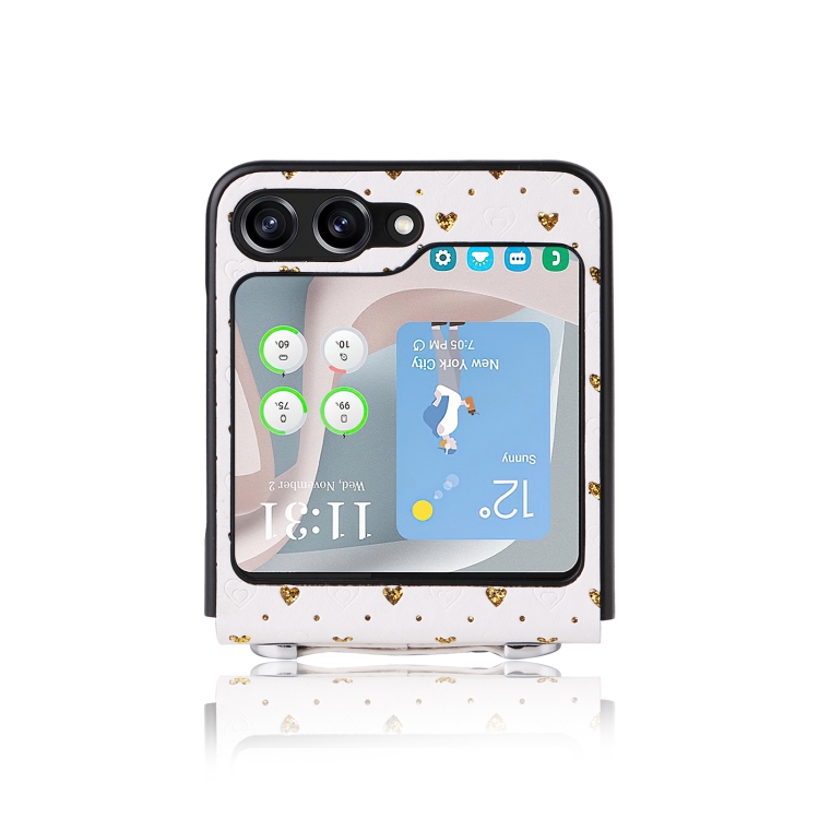 For Samsung Galaxy Z Flip5 Colorful Love Lanyard Phone Case(Gold) For Samsung Galaxy Z Flip5 Colorful Love Lanyard Phone Case(Gold)