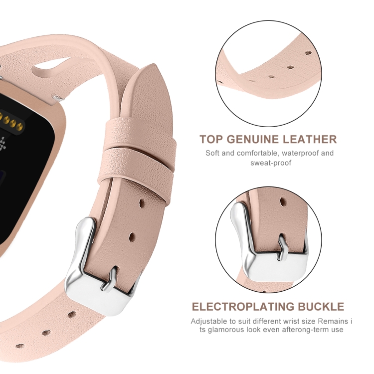 Pour Fitbit Versa 2 Bracelet en cuir à ouverture centrale