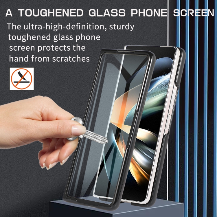 For Samsung Galaxy Z Fold4 Multifunctional Folding Phone Leather Case(Blue)
