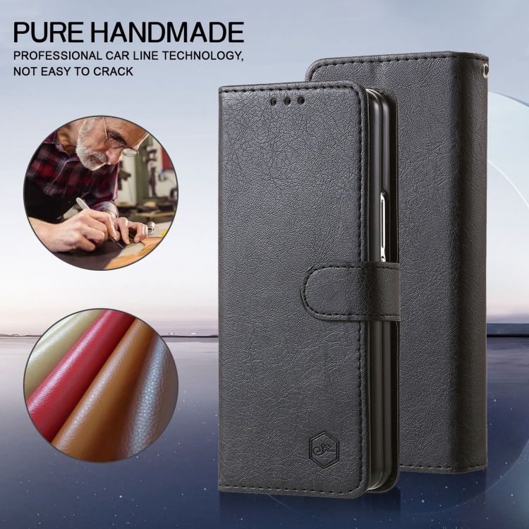 For Samsung Galaxy Z Fold5 Skin Feeling Oil Leather Texture PU + TPU Phone Case(Black)