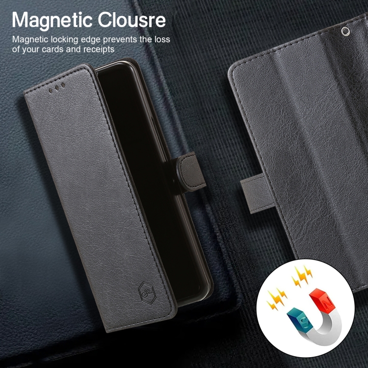 For Samsung Galaxy Z Fold5 Skin Feeling Oil Leather Texture PU + TPU Phone Case(Black)