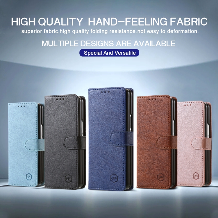 For Samsung Galaxy Z Fold5 Skin Feeling Oil Leather Texture PU + TPU Phone Case(Black)