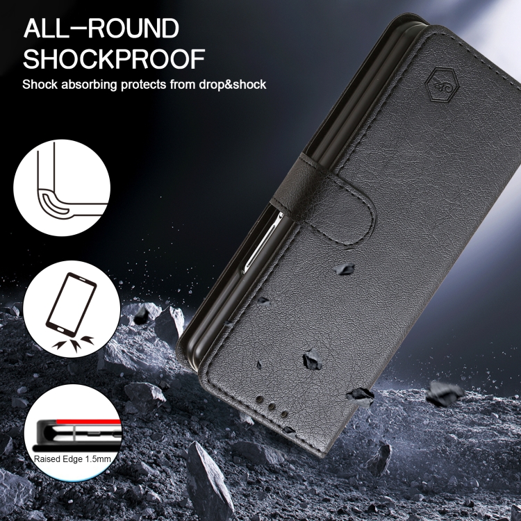 For Samsung Galaxy Z Fold5 Skin Feeling Oil Leather Texture PU + TPU Phone Case(Black)