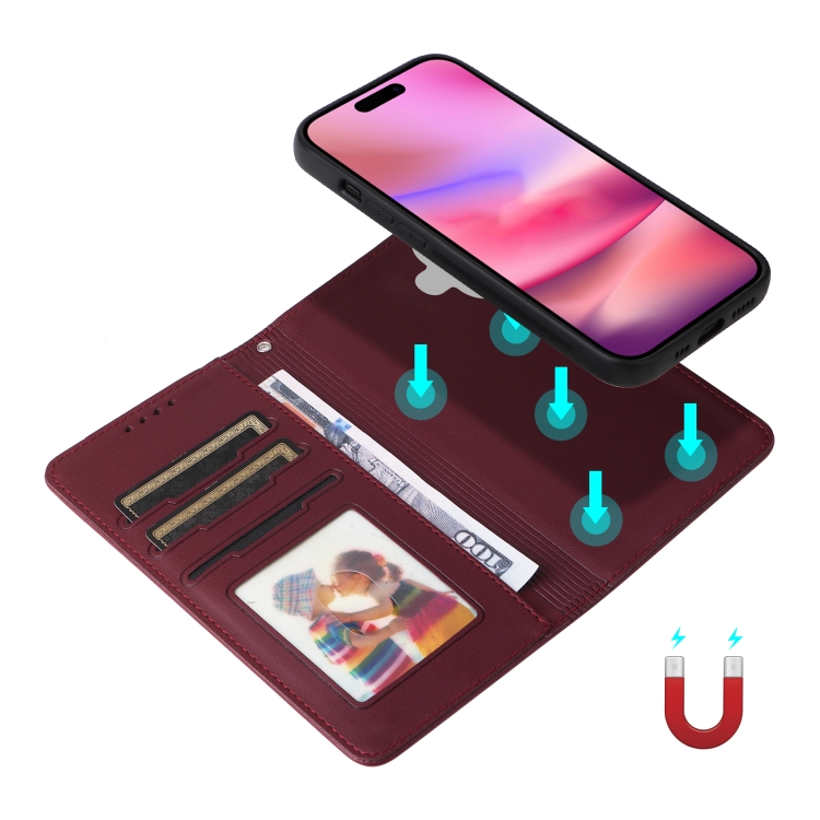 For iPhone 16 Plus BETOPNICE BN-005 2 in 1 Detachable Imitate Genuine Leather Phone Case(Wine Red) For iPhone 16 Plus BETOPNICE BN-005 2 in 1 Detachable Imitate Genuine Leather Phone Case(Wine Red)