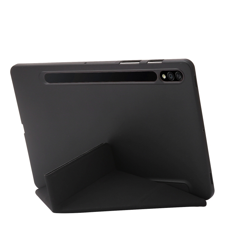 Para Samsung Galaxy Tab S9 + Funda para tableta de cuero de silicona con deformación (negro) - 2