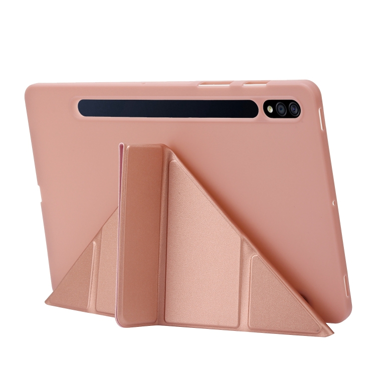Para Samsung Galaxy Tab S9 + Funda para tableta de cuero de silicona con deformación (negro) - B2
