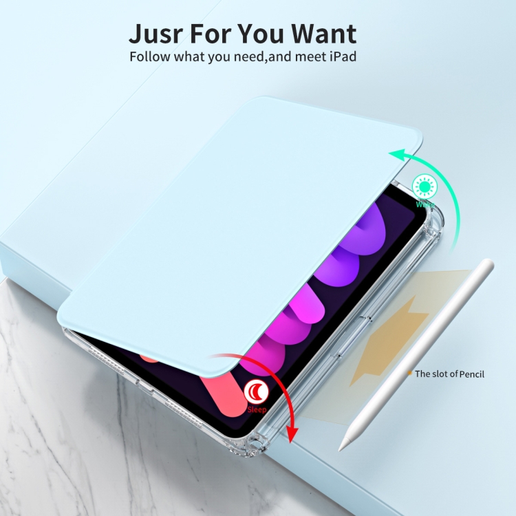 For iPad mini 6 / mini 2024 360 Rotation Detachable Clear Acrylic Leather Tablet Case(Ice Blue) For iPad mini 6 / mini 2024 360 Rotation Detachable Clear Acrylic Leather Tablet Case(Ice Blue)