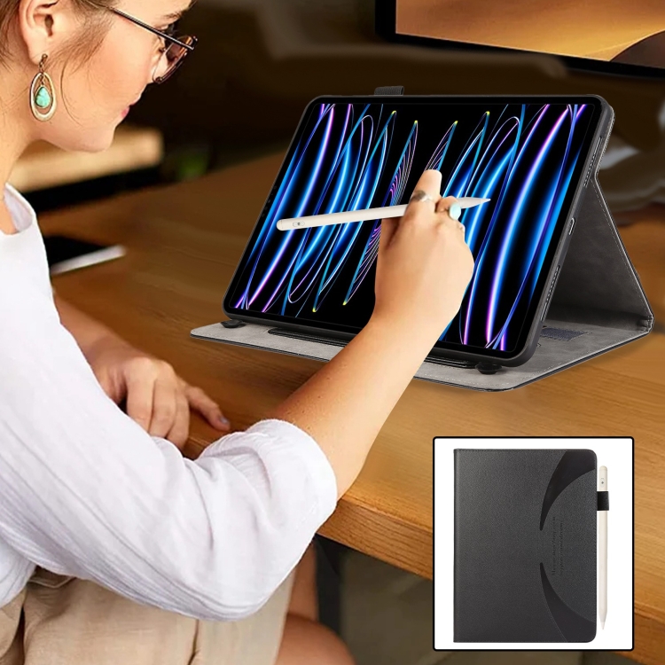 For iPad Pro 12.9 2022 / 2021 / 2020 Litchi Texture Leather Sucker Tablet Case(Black) For iPad Pro 12.9 2022 / 2021 / 2020 Litchi Texture Leather Sucker Tablet Case(Black)