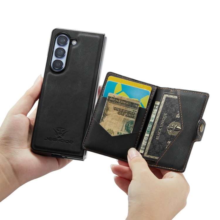 For Samsung Galaxy Z Fold5 JEEHOOD Retro Magnetic Detachable Wallet Phone Case(Black) For Samsung Galaxy Z Fold5 JEEHOOD Retro Magnetic Detachable Wallet Phone Case(Black)
