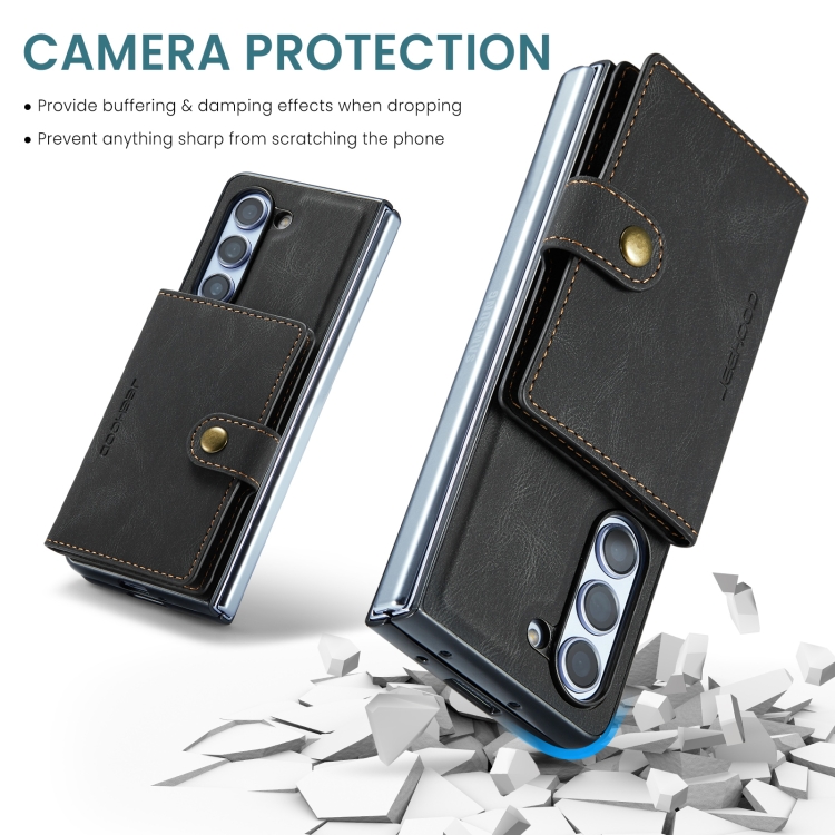 For Samsung Galaxy Z Fold5 JEEHOOD Retro Magnetic Detachable Wallet Phone Case(Black) For Samsung Galaxy Z Fold5 JEEHOOD Retro Magnetic Detachable Wallet Phone Case(Black)