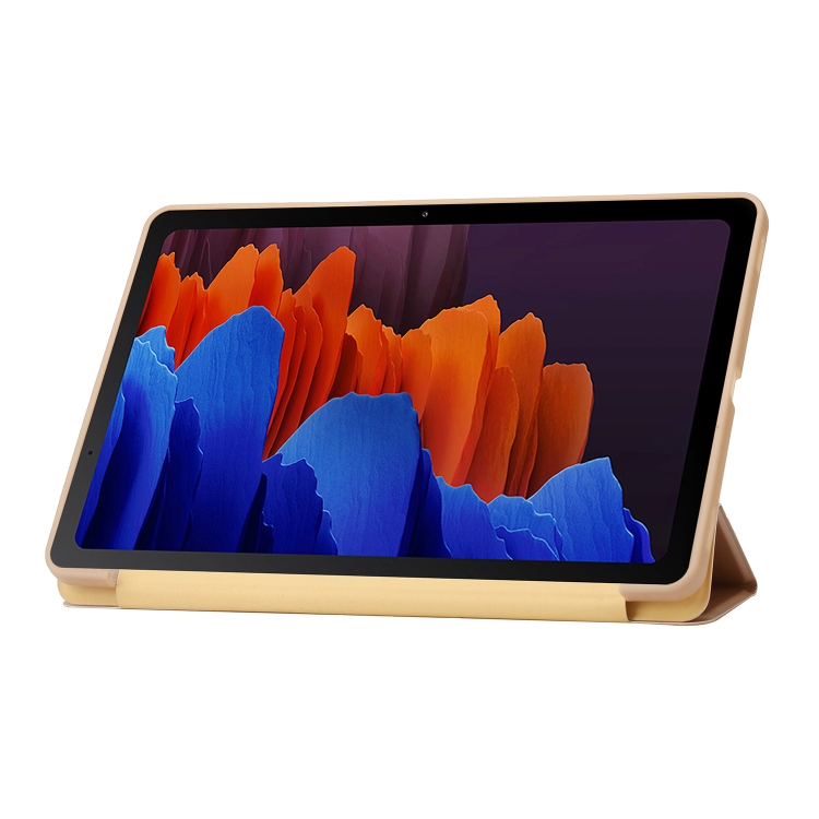 Para Samsung Galaxy Tab S9 + Funda para tableta de cuero de silicona con soporte triple (dorado) - 4